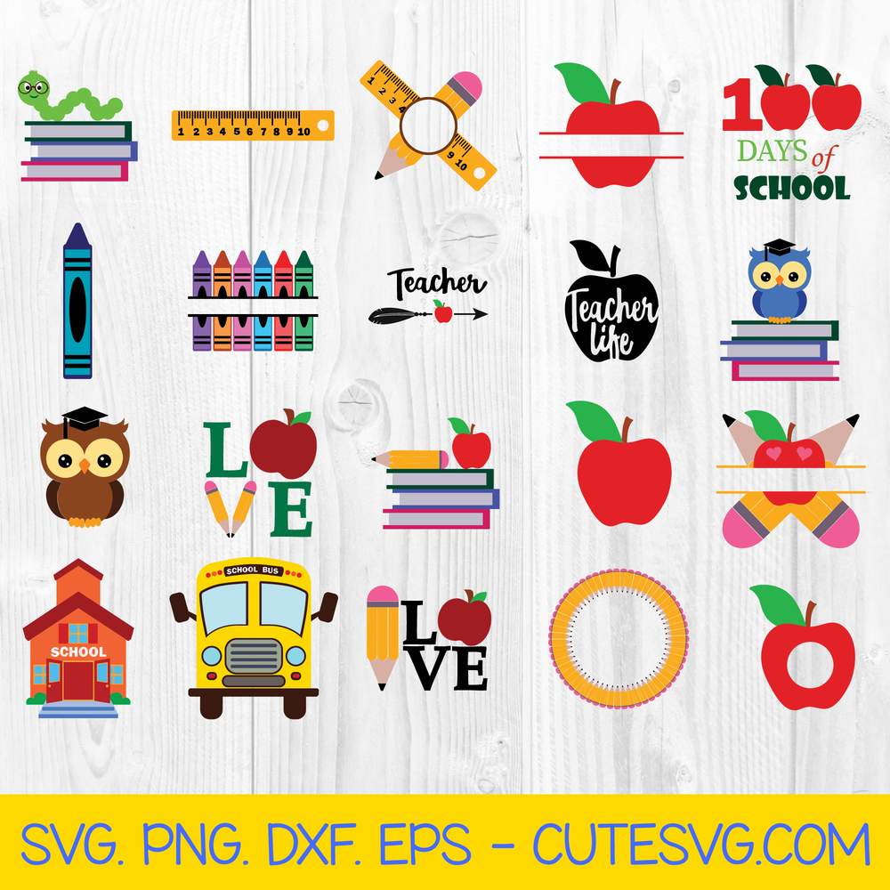 Teacher SVG Cut File - School SVG Bundle - Apple SVG - Pencil SVG