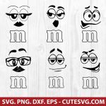 M & M Faces SVG Cut Files, DXF, PNG, EPS Cut Files for Cricut and Silhouette