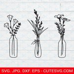 Flower in vase wall decor SVG, PNG, DXF, EPS, Cut Files - Flowers SVG