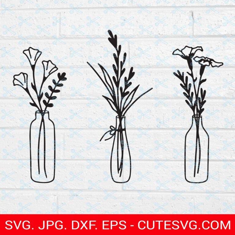 Flower in vase wall decor SVG, PNG, DXF, EPS, Cut Files - Flowers SVG