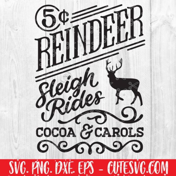 Reindeer Sleigh Rides SVG