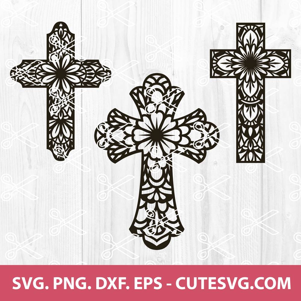 Download Mandala Cross Svg Easter Cross Svg Zentangle Cross Svg SVG, PNG, EPS, DXF File