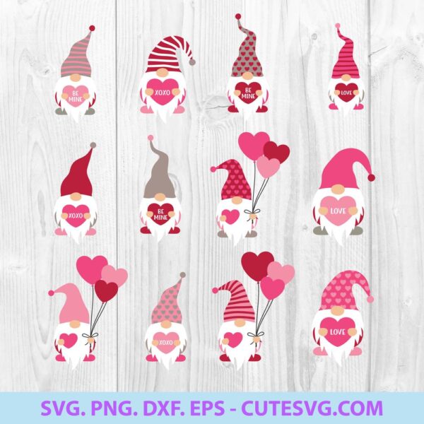 Valentine Gnome SVG Bundle