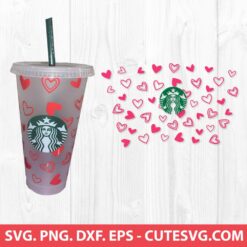 Hearts Wrap SVG for Starbucks Cup