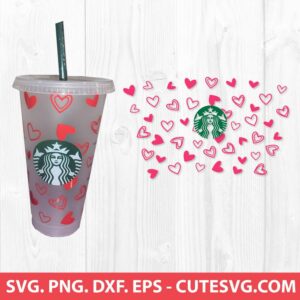Hearts Wrap SVG for Starbucks Cup - Valentine Starbucks SVG