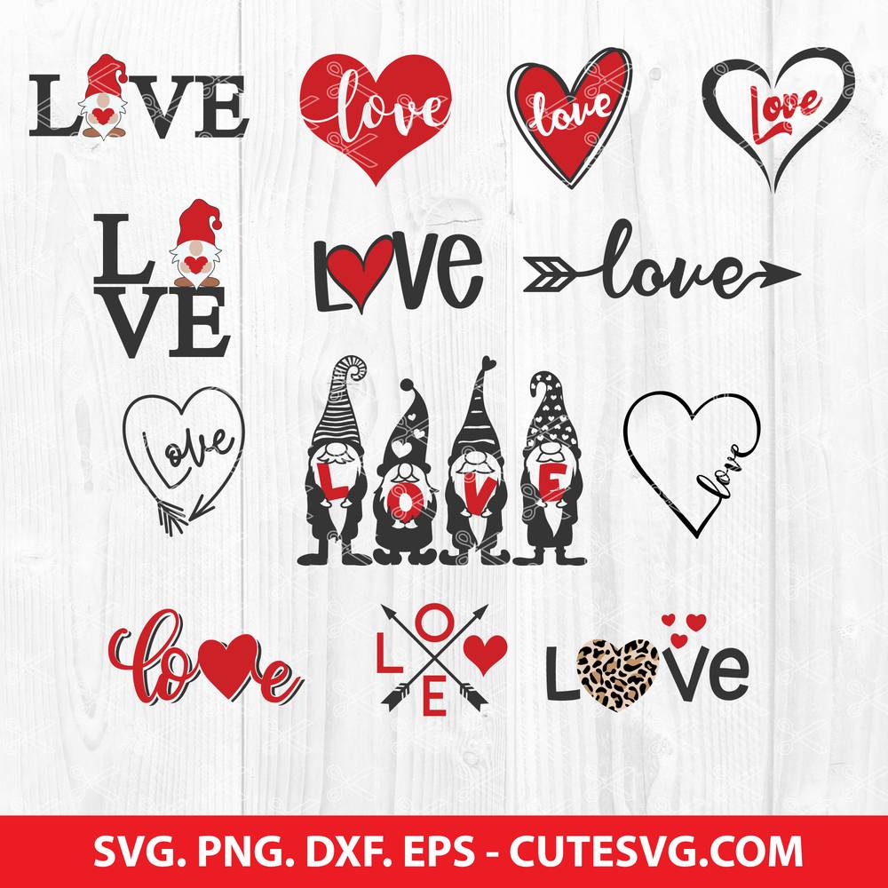 Valentine SVG Bundle, Valentine's Day Svg, Love Svg Bundle, Gnome svg