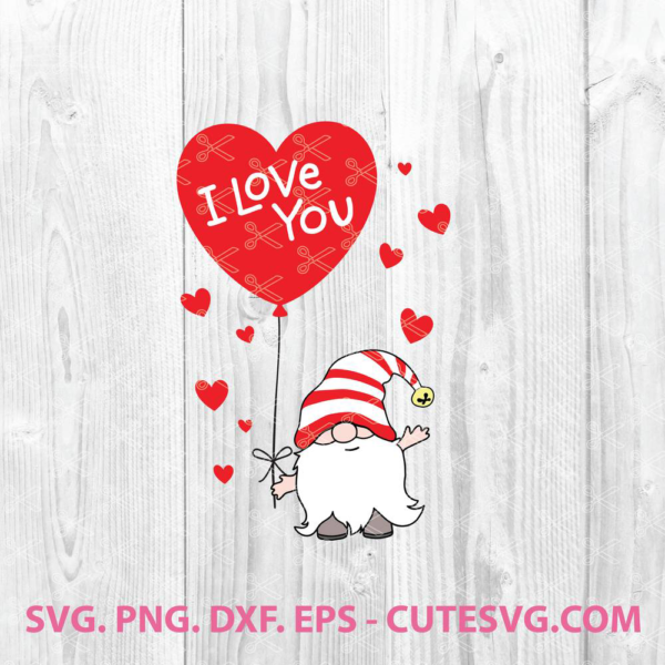 Valentine gnome I love you svg