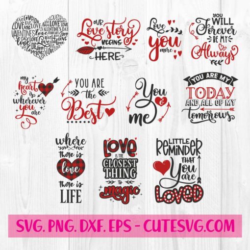 Valentines Love Quote SVG bundle
