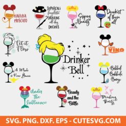 Disney Wine Glass Svg Bundle