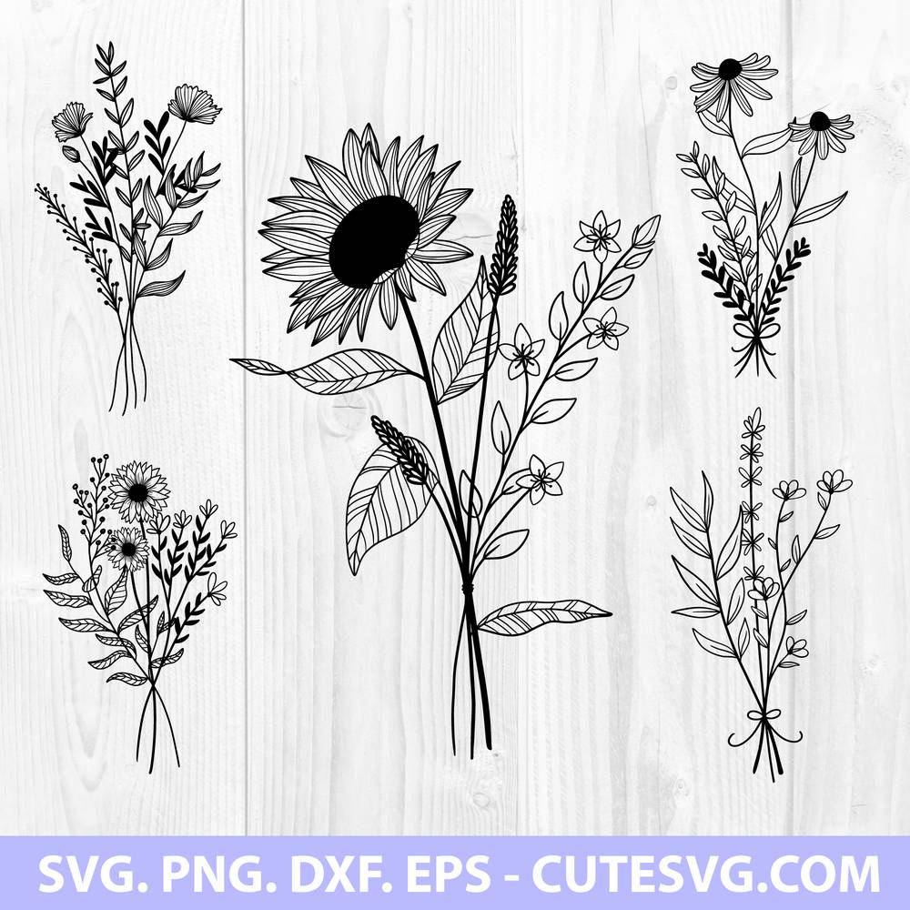 Wildflower Svg Flowers Svg Floral Svg Hand Drawn Flow - vrogue.co