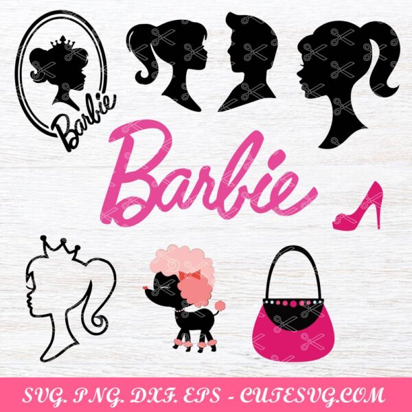 Barbie SVG Bundle, Barbie Doll Cut Files Layered By Color, PNG, DXF