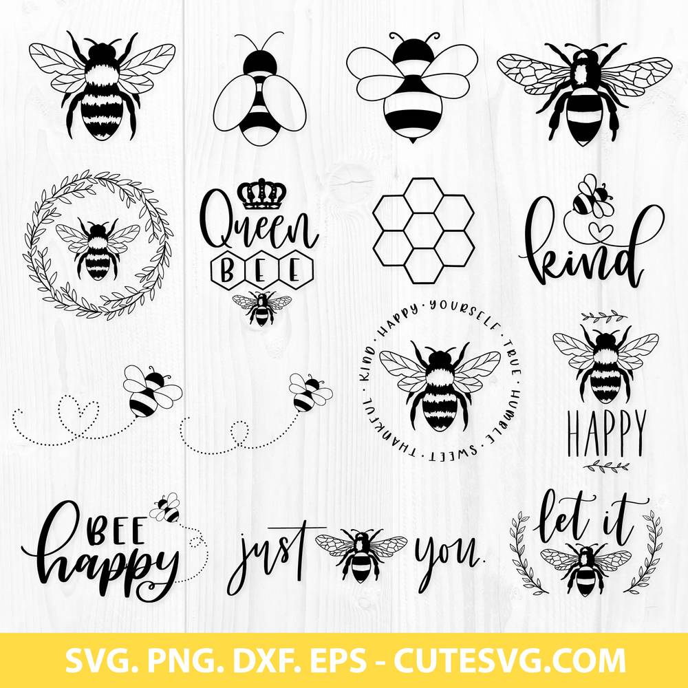 Download Bundle Of Bee Svg Happy Bee Svg Bee Kind Svg And Png Cut Files