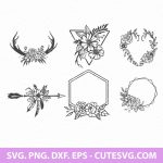 Flower Wreath SVG, Hand drawn wreath svg, Wreath bundle svg, Wreath Floral SVG, PNG, EPS, DXF, Cut Files