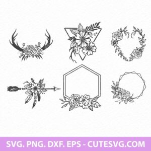 Floral Wreath SVG Cut File