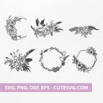 Floral Wreath SVG - Hand drawn wildflower monogram SVG, PNG, DXF, EPS, Cut Files