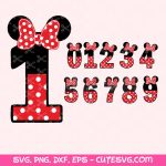Minnie Mouse Red and Black Numbers SVG PNG DXF EPS Clipart Set for Cricut and Silhouette