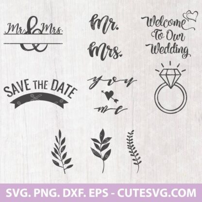 Mr and Mrs Monogram Wedding SVG