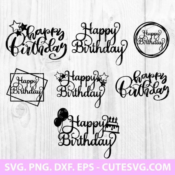 Happy birthday cake topper svg