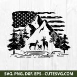 Mountain SVG | Camping SVG | Deer SVG | Hunting SVG | Mountain Scene SVG | Distressed Flag SVG | Flag SVG