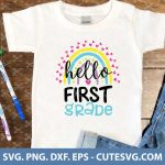 Hello First Grade SVG, Back To School SVG, First Day Of School, 1st Grade Svg, Teacher SVG | PNG | EPS | DXF | Cut Files