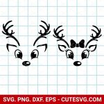 Reindeer Face SVG Bundle, Cute Reindeer SVG, Girl Reindeer Face SVG, Christmas Reindeer SVG, Cut Files, Png, DXF, EPS