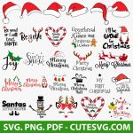 Christmas bundle SVG, Christmas SVG, Santa Hat SVG, Winter SVG, Christmas Quote Svg, Joy SVG, Believe SVG, Christmas Gnome SVG, png