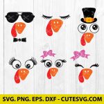 Turkey Face SVG Bundle, Thanksgiving svg, Turkey SVG, Turkey girl svg, Turkey Clipart, Turkey head svg, png, eps, dxf, Cut files