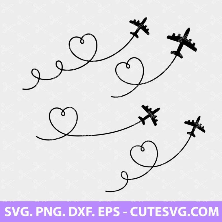 Airplane Heart SVG File, Airplane SVG Cut file, Vacation SVG, Travel