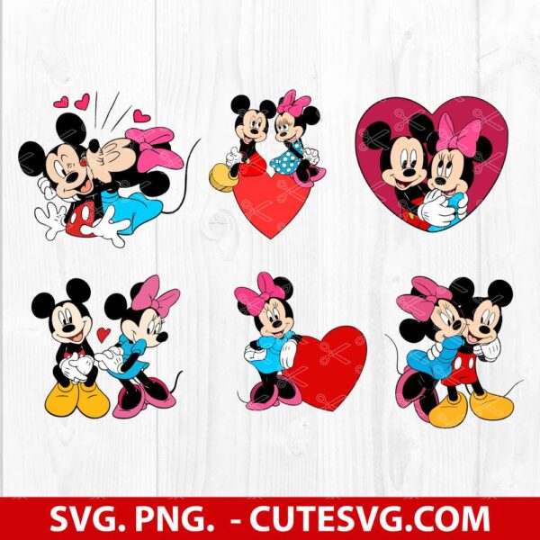 Valentine's Day Mickey and Minnie Kiss SVG