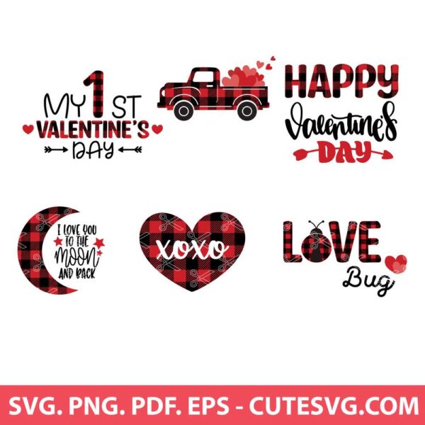 Valentines day buffalo plaid svg bundle