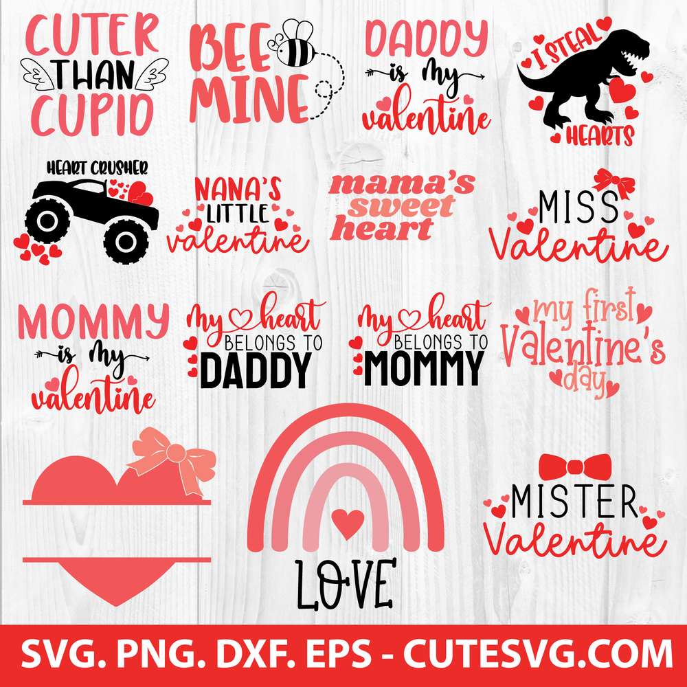 Cute Kids Valentine's Svg Bundle | Valentines Day SVG Cutting File