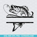 Split Bass Fish for Custom Text SVG, Bass Fishing monogram Svg, Split Bass Fish SVG, Fish svg, Bass Fishing Svg for Cricut and Silhouette