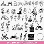 Flower svg Bundle | Floral svg bundle | wildflower svg | bouquet svg | floral moon svg | geometric floral svg | spring svg | flower butterfly svg