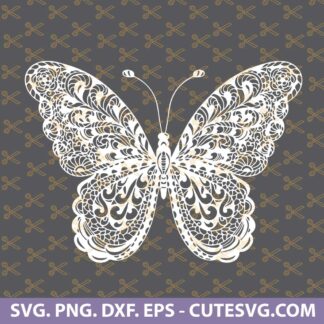 Mandala butterfly SVG Cut File | Butterflies SVG | Zentangle butterfly ...