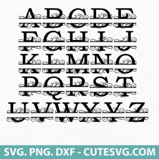 Split Monogram Alphabet SVG