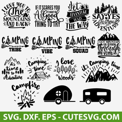 Camping SVG Bundle, Camper SVG Bundle, Camping SVG File, Adventure SVG ...