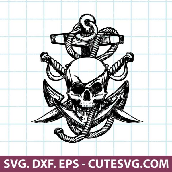 Ships Anchor And Pirate SVG