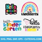 Hello Kindergarten SVG, First Day of School SVG, Kindergarten Tee SVG, School SVG, PNG, DXF, EPS, Cut Files for Cricut and Silhouette