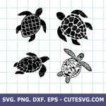 Sea Turtle SVG, Turtle SVG, Sea Turtle Clipart, PNG, DXF, EPS, Cut Files for Cricut & Silhouette