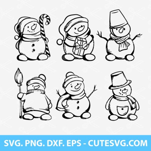 Snowman SVG Bundle | Snowman Silhouette Cut File | Snowman SVG ...