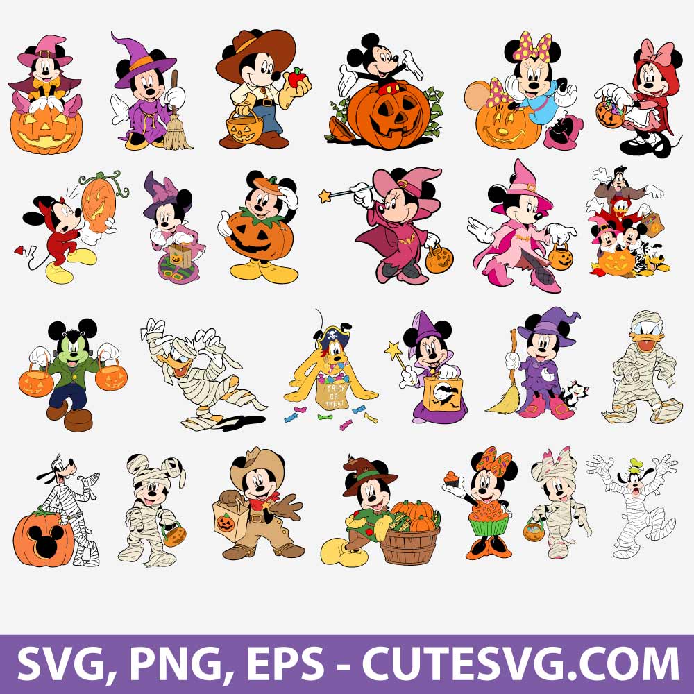 Mickey And Minnie Mouse Halloween SVG, Pluto SVG, Halloween SVG, Daffy
