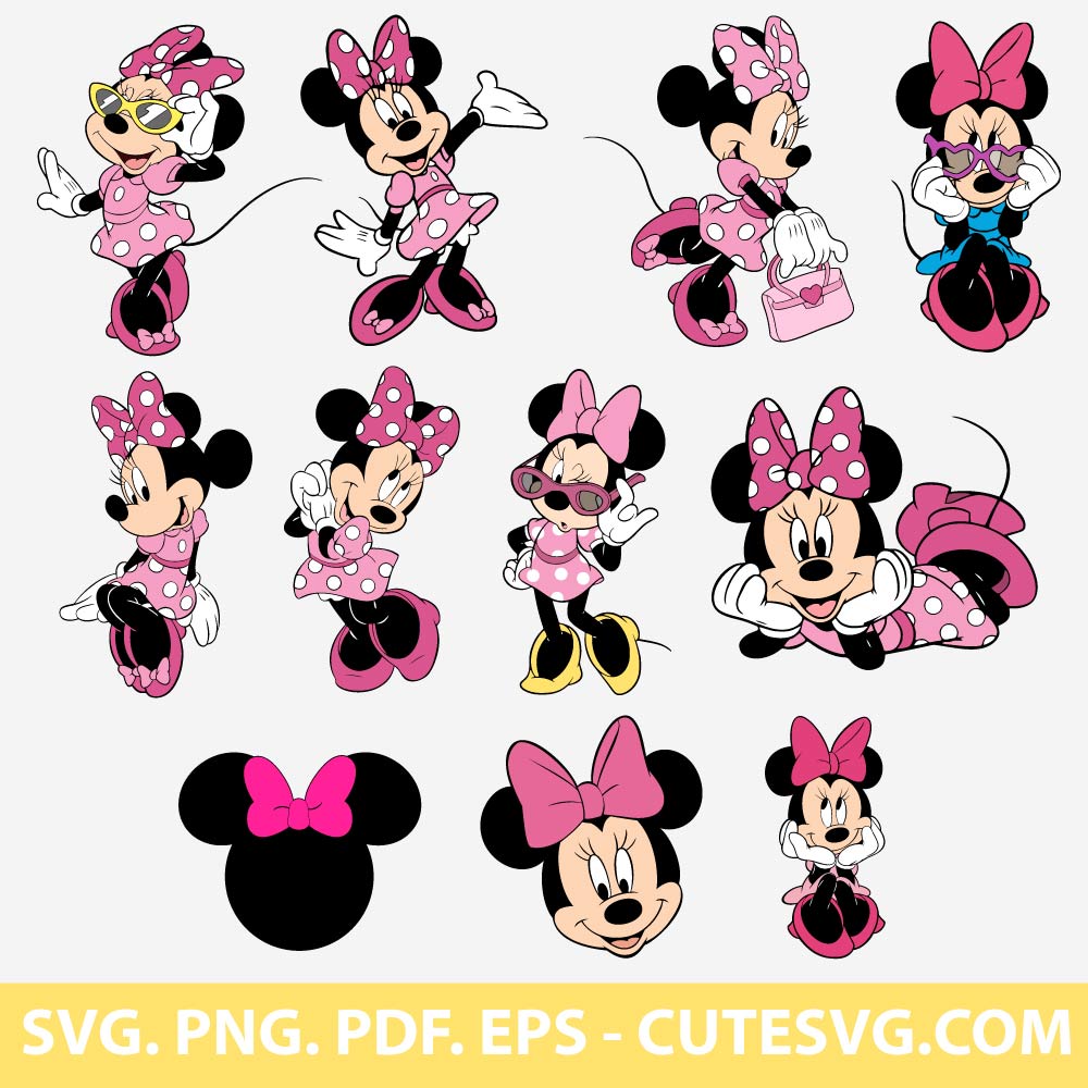 Minnie Mouse SVG Cut Files PNG JPG PDF EPS For Cricut & Silhouette
