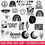 Hippie SVG, Boho Svg Bundle, Hippie Svg Bundle, Butterfly Svg, Cactus Svg, PNG, DXF, EPS, Cut Files for Cricut and Silhouette