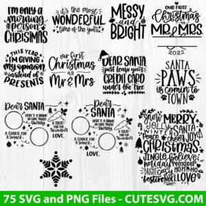 Funny Christmas SVG Bundle, Christmas Quote SVG, Snowflake SVG