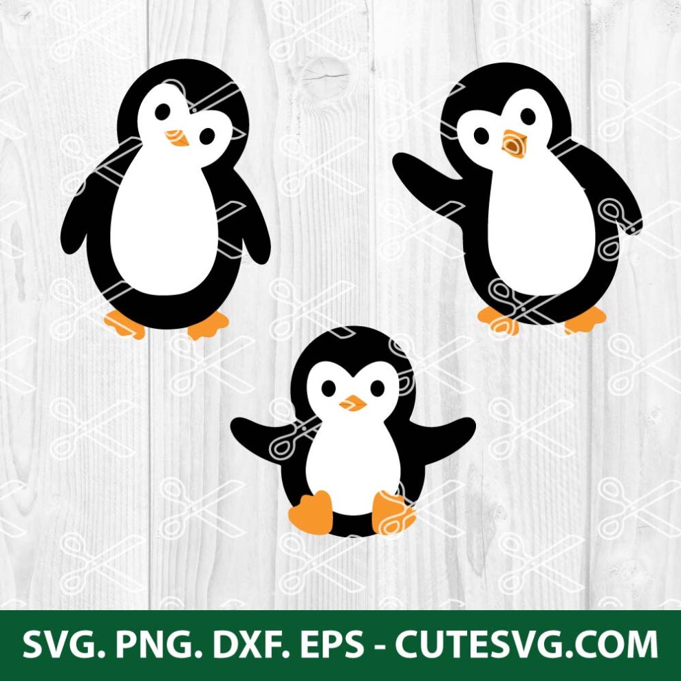 Penguin SVG, Christmas Animals SVG, PNG, DXF, EPS, Cut Files