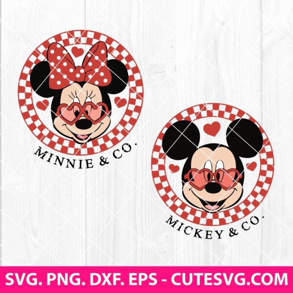 Checkered Mickey and Minnie Mouse SVG