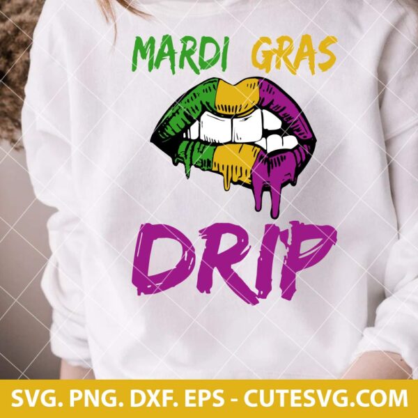 Mardi Gras Dripping Lips SVG