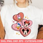 Mickey and Minnie Valentine's Day SVG Cut File | Disney Valentine SVG | Daisy Duck SVG | Donald Duck SVG | PNG | DXF | for Cricut
