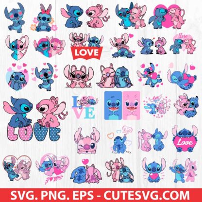Stitch Valentine SVG Bundle | Valentine Stitch SVG | Stitch & Angel SVG