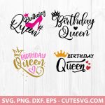 Birthday Queen SVG Cut File, Happy Birthday SVG, Birthday Girl SVG, PNG, DXF, EPS, for Cricut & Silhouette